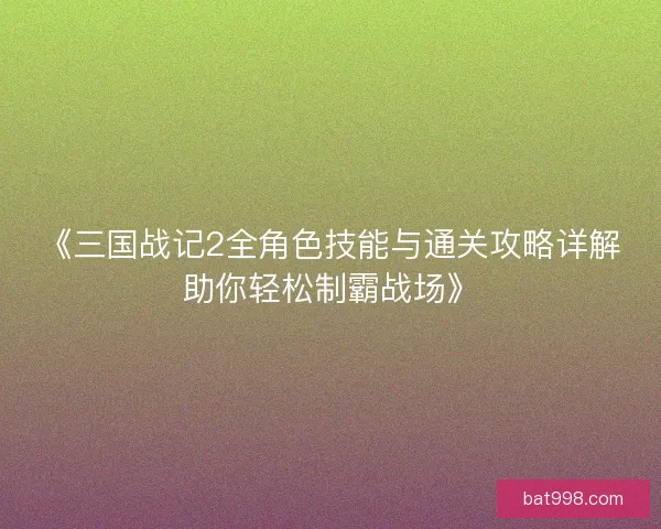 《三国战记2全角色技能与通关攻略详解助你轻松制霸战场》